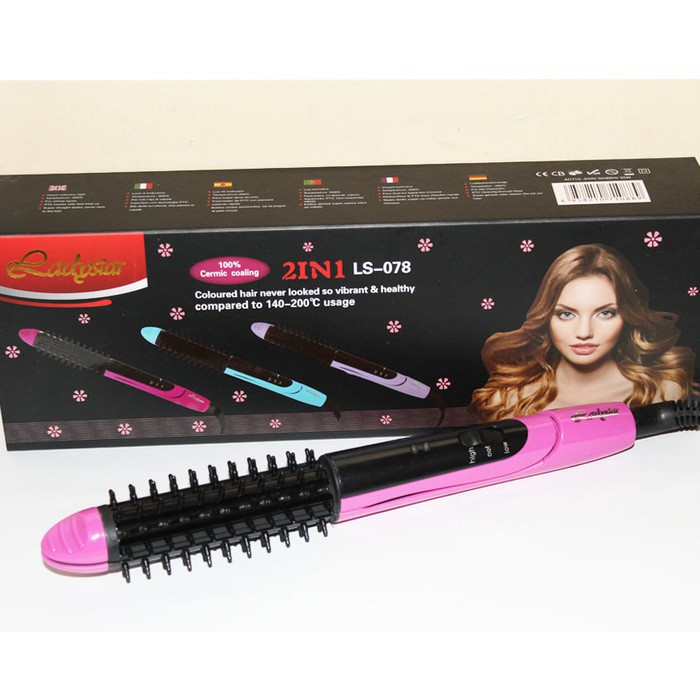 alat Catok Sisir Blow Ladystar Ls 078 2in1 lurus , kriting