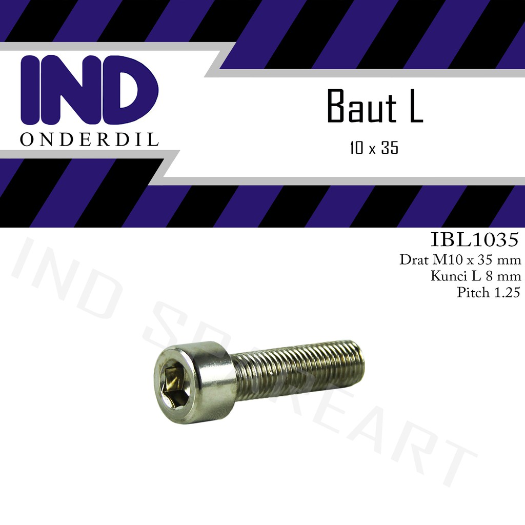 Baut-Baud-Bolt L M10x35-10x35-M 10 x 35 Kunci L8-8 mm Pitch-P 1.25