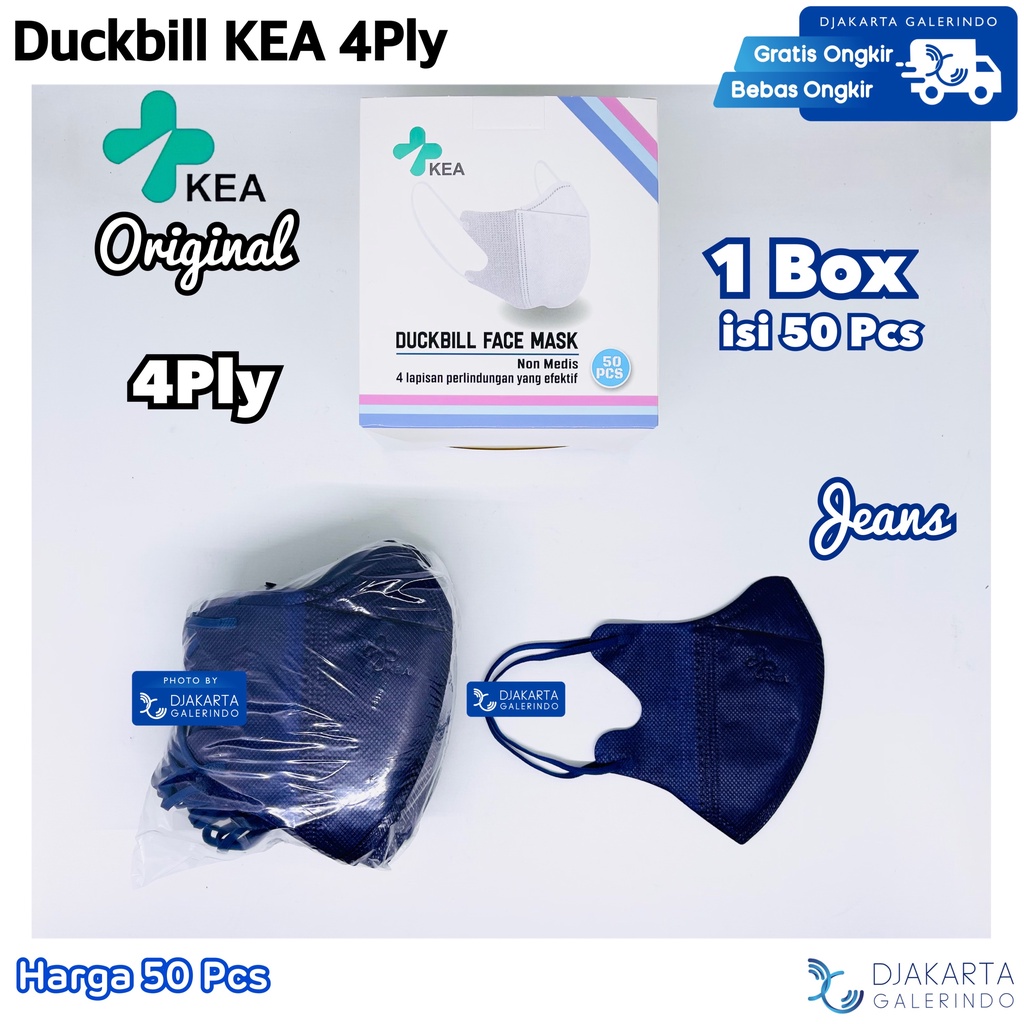 Masker Duckbill KEA 4Ply Original Mix Warna isi 50Pcs