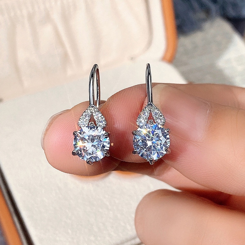 Anting Kristal Cubic Zirconia Gaya Romantis Untuk Wanita