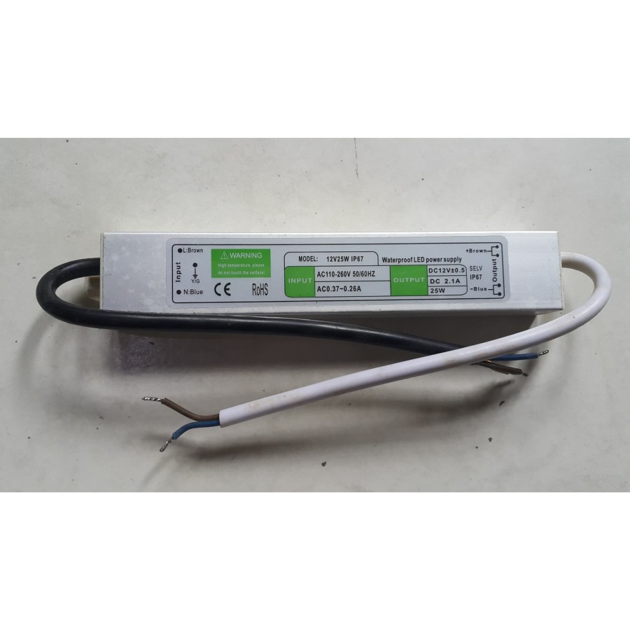 Waterproof LED Power Supply IP67 12V 25W (switching 2A 25Watt)