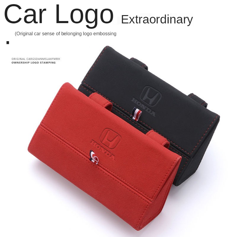 Suitable For Honda Kacamata Mobil Pemegang Sun Visor Kacamata Mobil Case Organizer Kacamata Kotak Penyimpanan Turn Bulu Kulit Kacamata Case Aksesoris Mobil City/C70/Vezel/Stream/Fit/Freed/Civic/CRV Accord/Jazz/HRV/CRZ