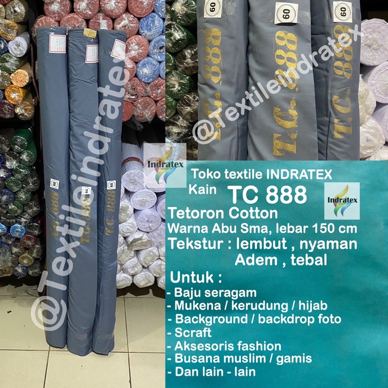 ( per setengah meter ) kain katun jepang ABU TUA TC 888 meteran ECERAN bahan baju kemeja hem atasan seragam kerja gamis koko bergo jilbab hijab kerudung dekorasi dekor background backdrop foto kerajinan tangan craft