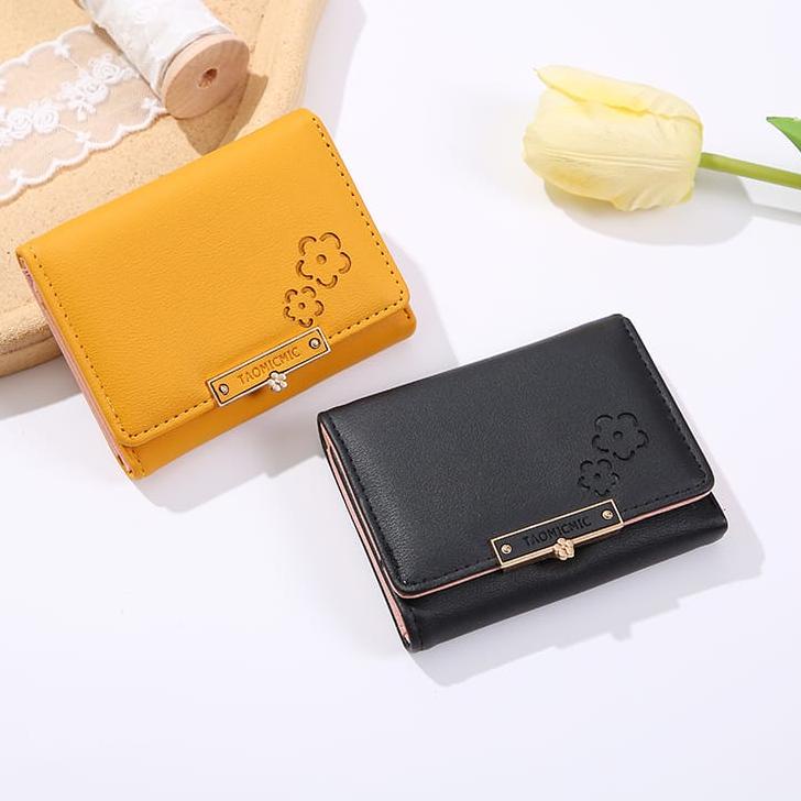 Ready Surprise ☛KD☚Dompet Lipat Wanita Import Terbaru Dengan Aksen Bunga Kekinian D235