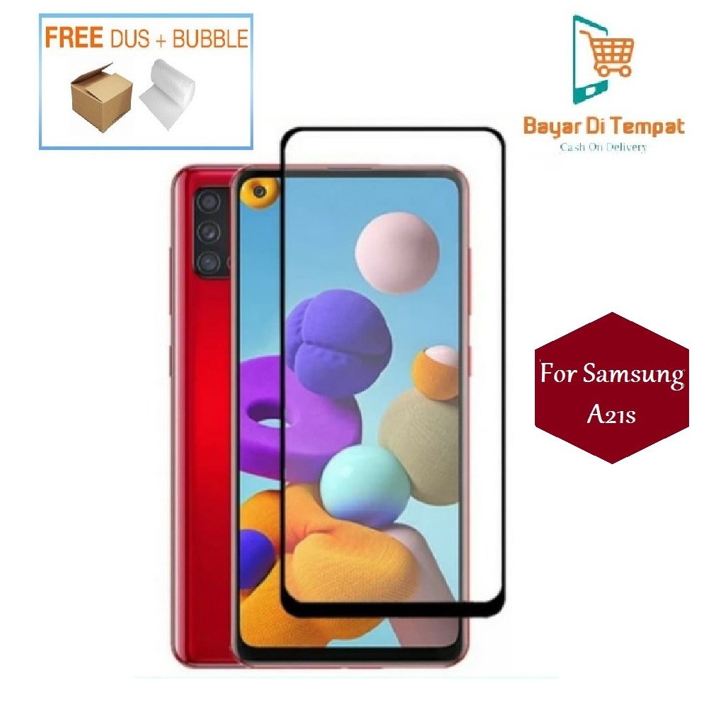 Tempered Glass For Samsung Galaxy A21s Full Screen Guard List Hitam