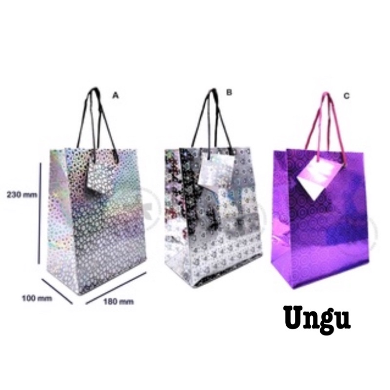 bag paper kiky tali b hologram + kartu ucapan tas kertas goodie bag paper bag