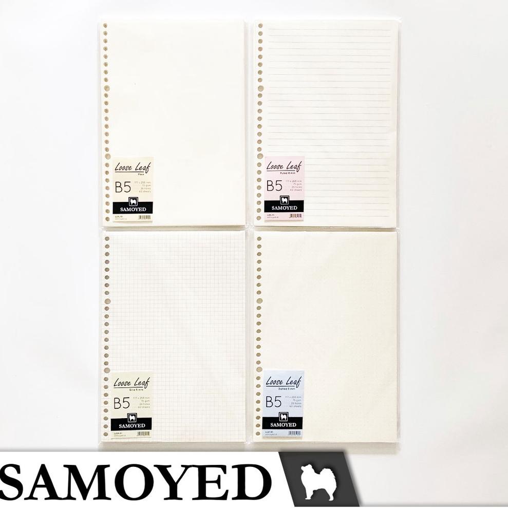 

[KODE HLISW] Loose Leaf B5 , 26 Holes isi 60 Lembar Samoyed LL-51 Plain Ruled Grid Dotted Polos Garis Kotak Titik