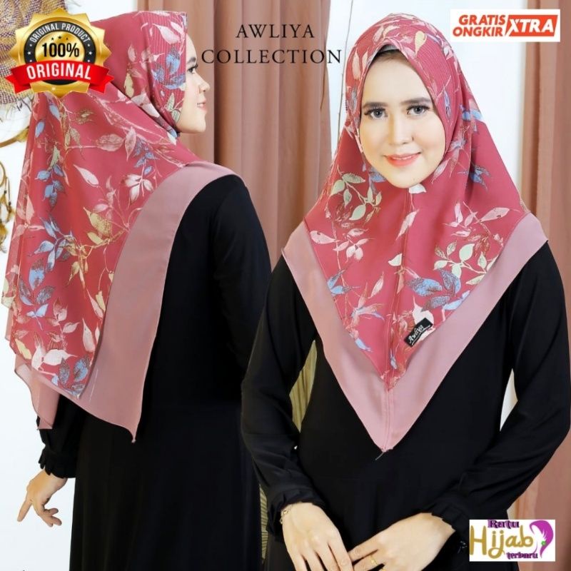 KHIMAR MINI ANNISA MOTIF DAUN ORI ALIYAR / AWLIYA HIJAB TERBARU TERLARIS
