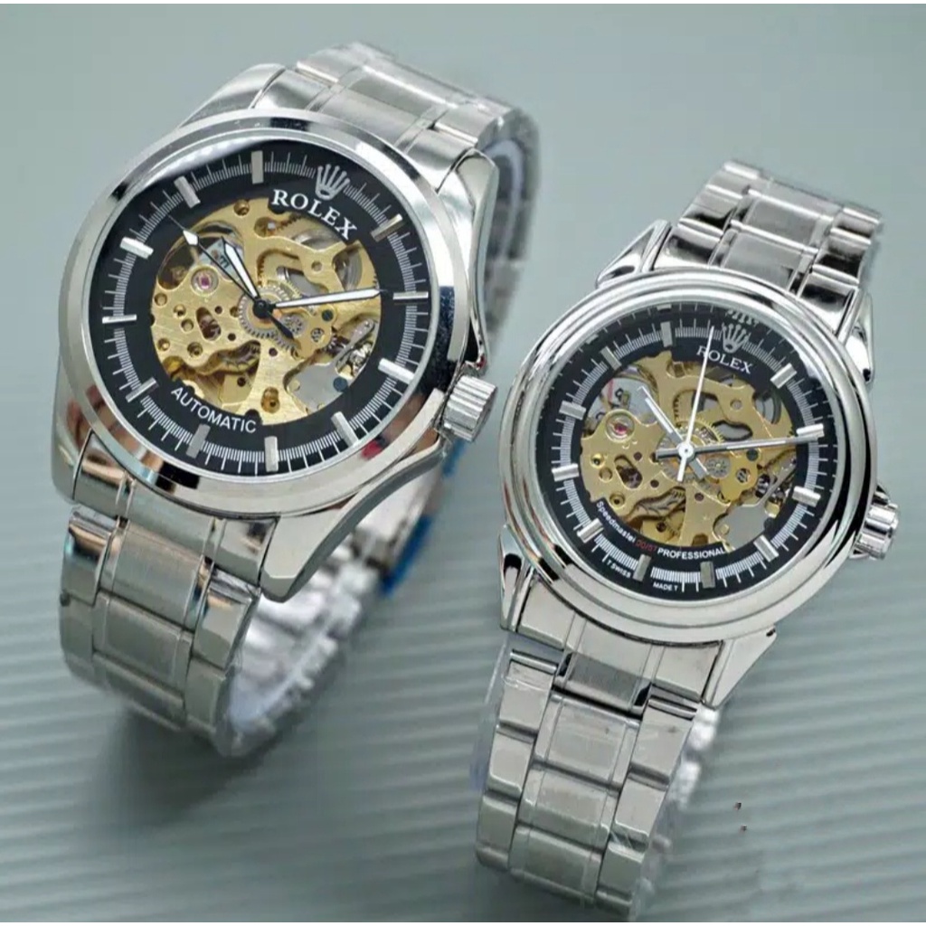 JAM TANGAN COUPLE / JAM TANGAN PASANGAN MESIN AUTOMATIC TANPA BATRAI