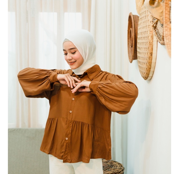 (DBY) KEMEJA GERLYNA OVERSIZE REMPEL ATASAN BLOUSE DAILY SHIRT OVERSIZE JUMBO