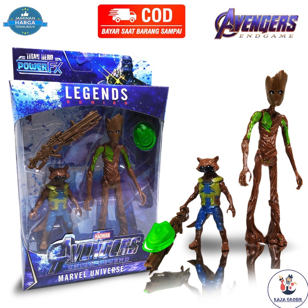 Mainan Action Figure Marvel Avengers / Mainan Anak Action Figure Avengers Groot and Rocket