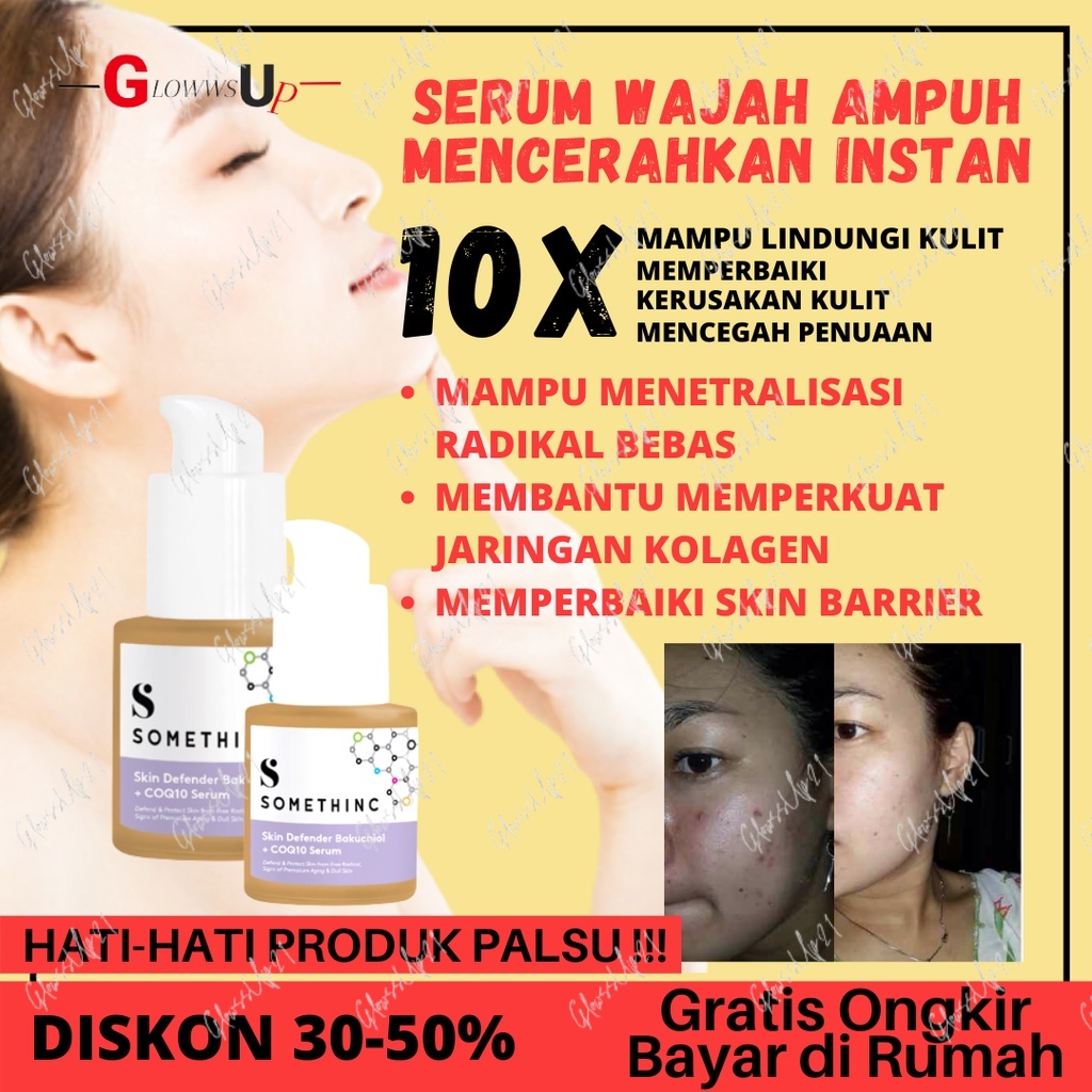 SERUM WAJAH GLOWING SOMETHINC SKIN DEFENDER BAKUCHIOL + COQ10m PERAWATAN WAJAH