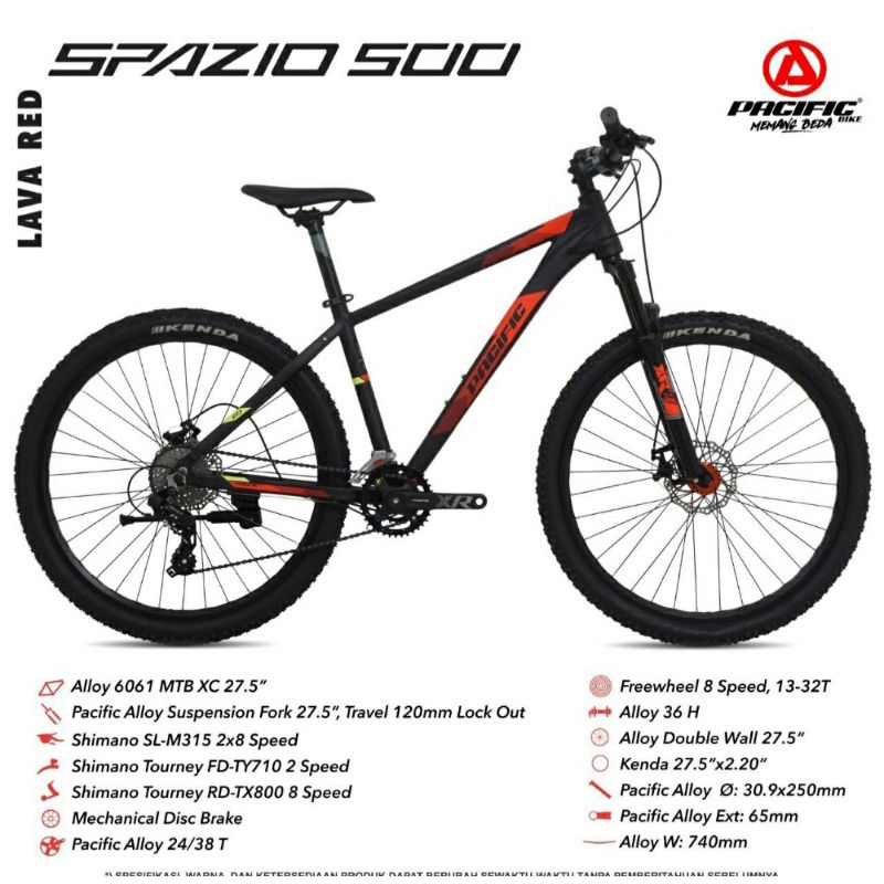 Sepeda Gunung MTB 26 inch Pacific Spazio 500 Alloy 8 Speed Double Disc