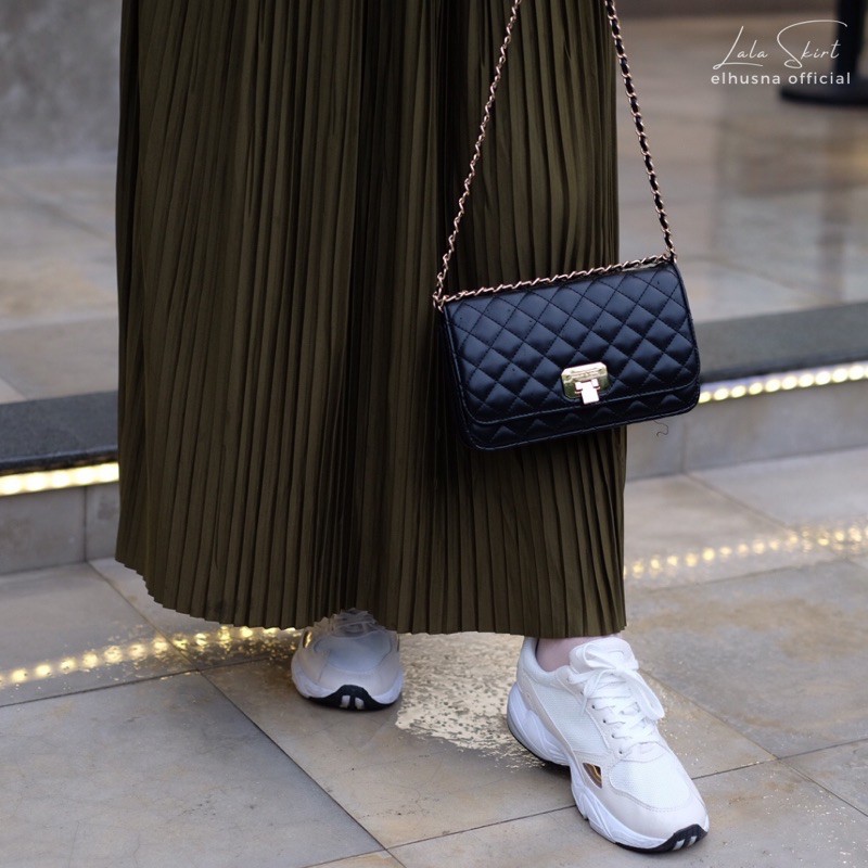 [𝐄𝐥𝐡𝐮𝐬𝐧𝐚] Lala Skirt Rok Wanita Plisket Kecil Ootd Premium H Line