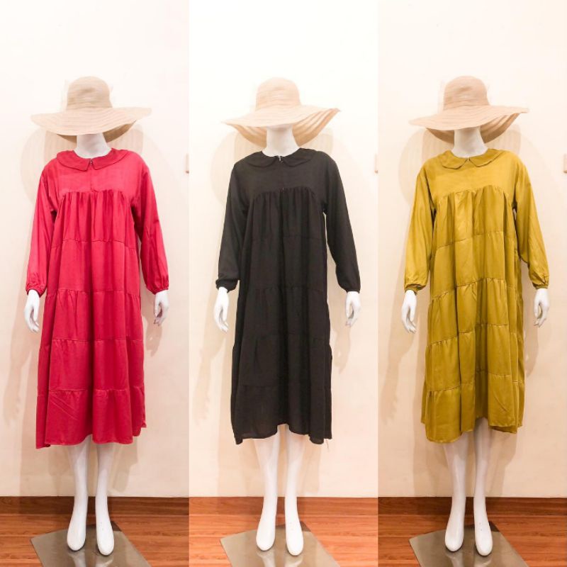Midi Dress Polos Midi Dress Korean Midi Dress Katun Rayon Midi Dress Busui