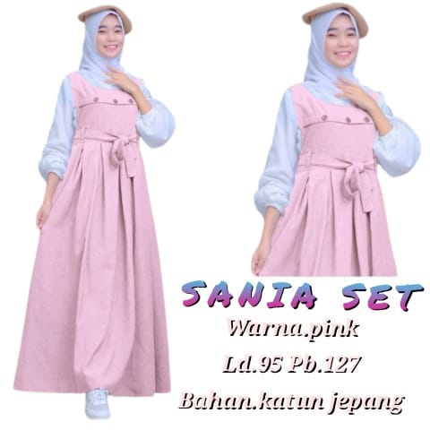 Sania set Dress Baju Gamis Syari Muslim Remaja Wanita Perempuan// dress gamis anak Remaja tanggung K