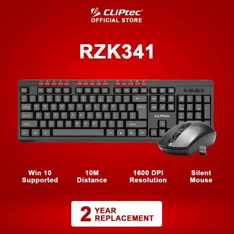 Cliptec RZK341 Wireless Multimedia Silent Keyboard and Mouse Combo