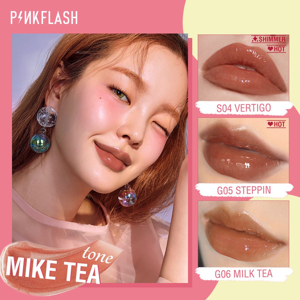 [ORI BPOM] PINKFLASH Lasting Glossy Lipgloss Untuk Perawatan Bibir Montok | Pinkflash Ohmygloss Moisturizing Shine and Shimmer Plumping Lip Gloss Lip Care Glasir Bibir | Pink Flash #PF-L02