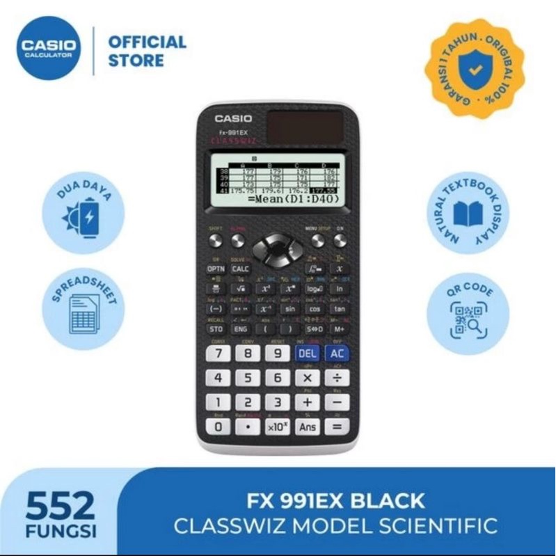 

CASIO KALKULATOR SCIENTIFIC FX 991 EX CALCULATOR 552 FUNGSI CLASSWIZ