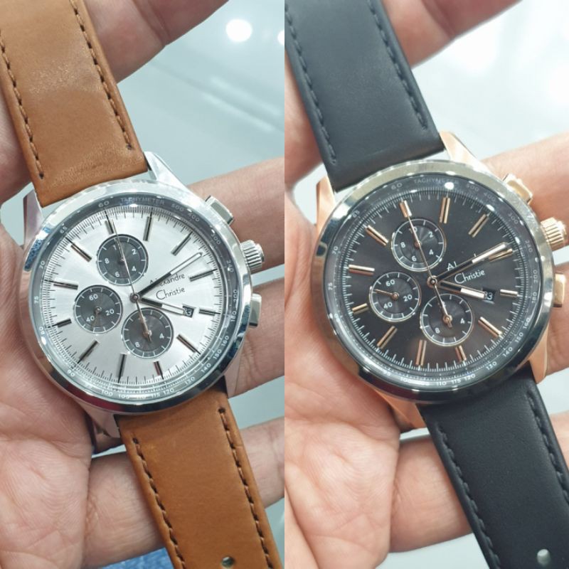 Jam Tangan Alexander Christie 6557 AC 6557 Tali Kulit Mesin Baterai Original d4.4cm garansi 1thn