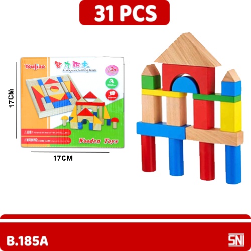 Mainan Edukatif Anak Intelligent Building Block/ Mainan Block Kayu/ Mainan Blok Kayu ISI 31PCS 185A