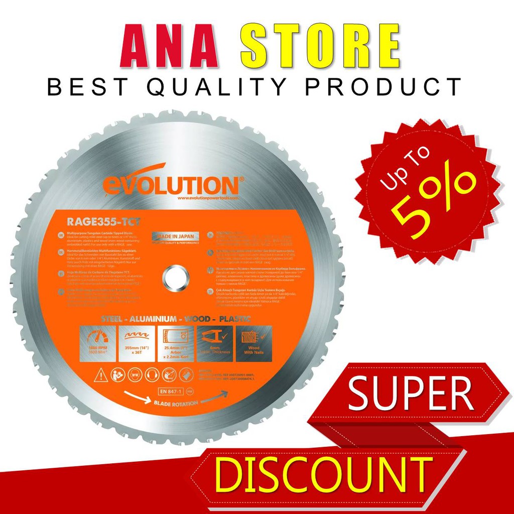 Evolution Saw Blade 355mm - Mata Pisau Mesin Potong 14 Inch Rage 2