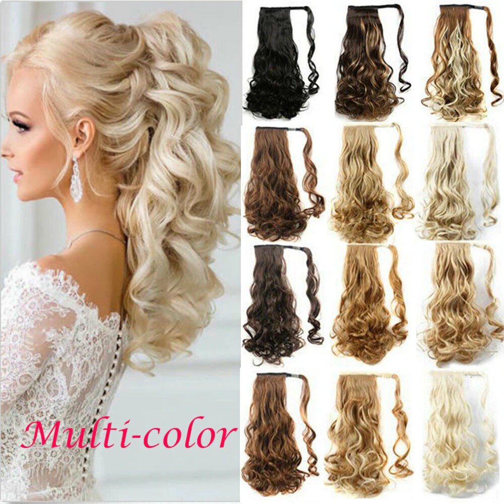 FREE ONGKIR | 100% Nyata Klip Tebal Dalam Manusia Remy Hair Extensions Pony Tail Wrap Pada Ponytail