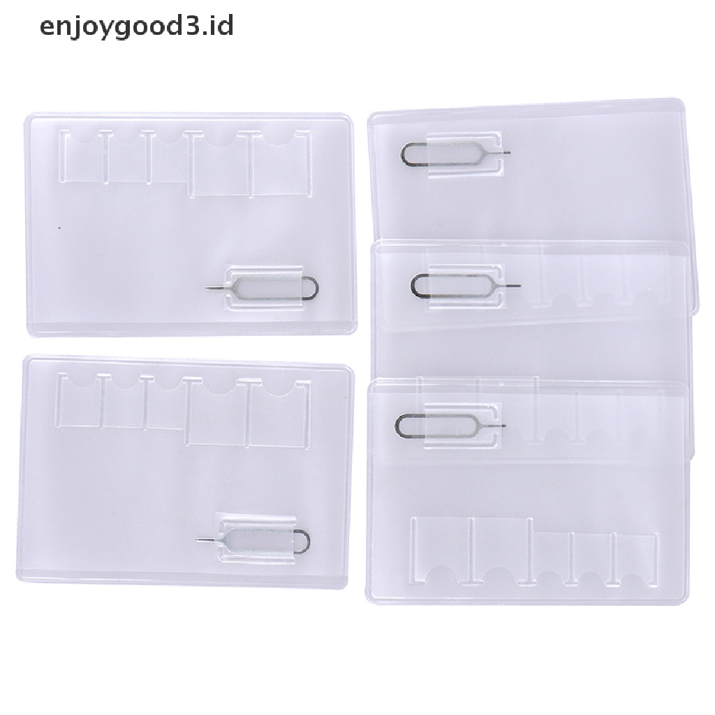 (Rready Stock) 5 Pcs Tempat Penyimpanan 6 Sim Card Universal Transparan (ID)