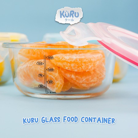 Kuru Baby Glass Food Container | Wadah Kaca Tempat Makan MPASI GC2001