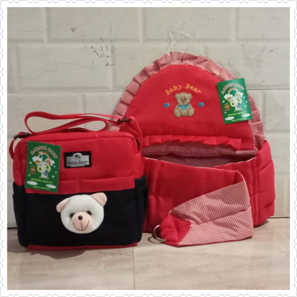 set perlengkapan bayi gendongan samping bordir dan tas bayi boneka beruang terlaris