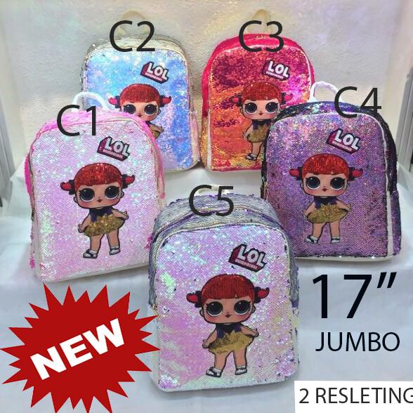 Tas Ransel Sequin Jumbo Lol Payet Manik2 Ukuran Besar Sd Sampai Remaja