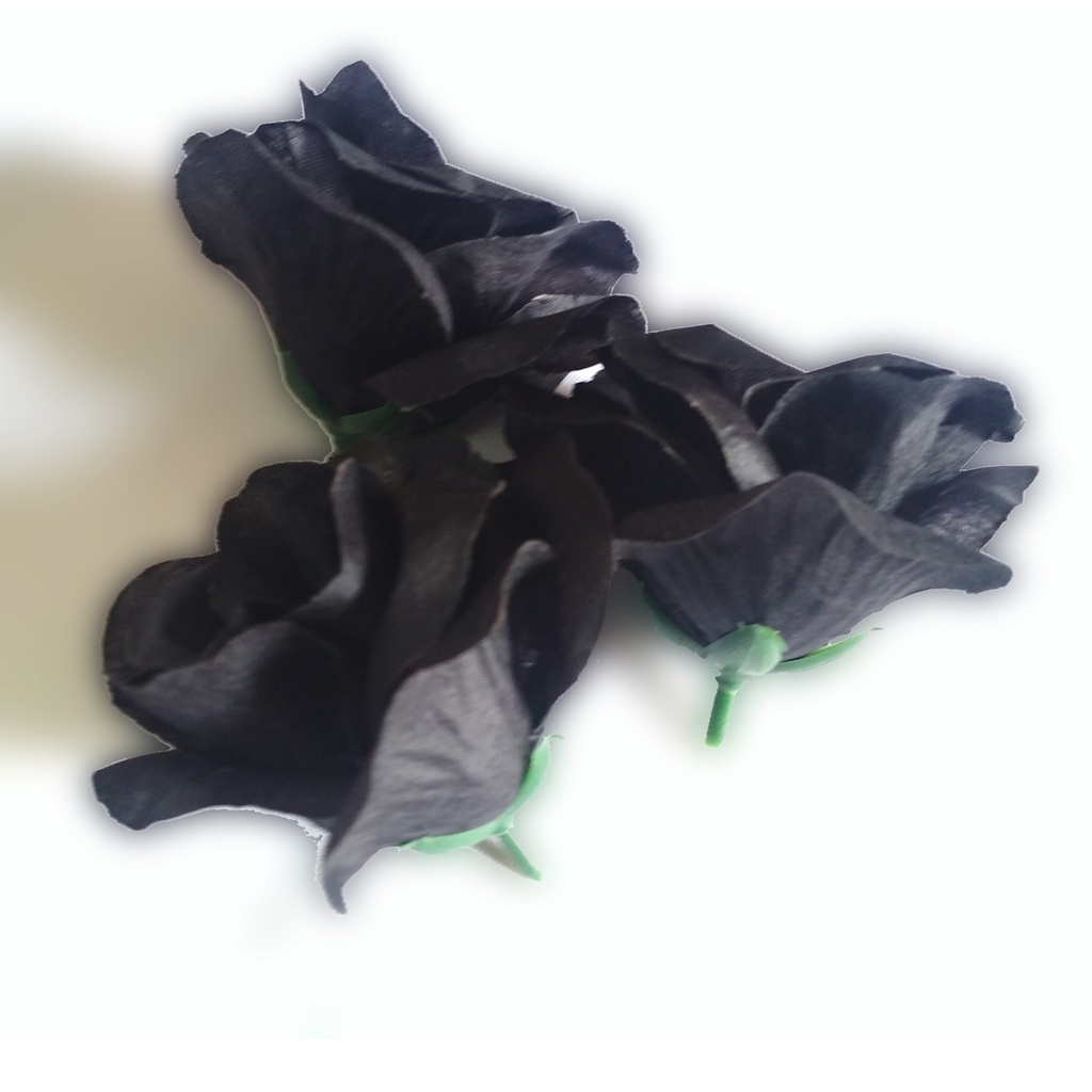 Bunga Plastik Mawar Kuntum Kelopak Rose Artificial Backdrop Dekorasi Seserahan Hantaran Mahar-A7-Hitam