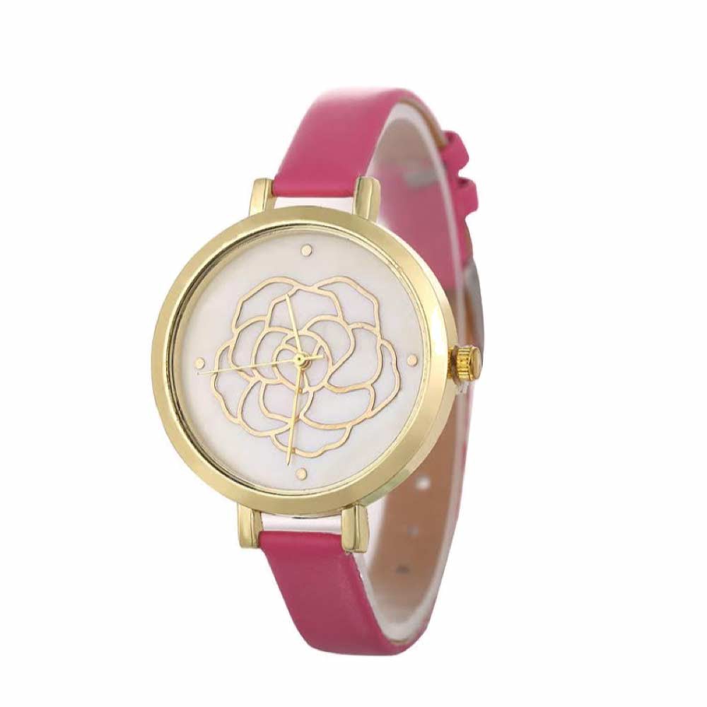 Geneva [ Pink ] Jam Tangan Analog Wanita - Strap Leather HM_414