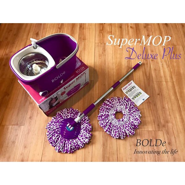 Alat Pel Lantai Bolde Super Mop Deluxe + | Kain Pelpelan Tongkat Pel Spin Mop Deluxe Plus