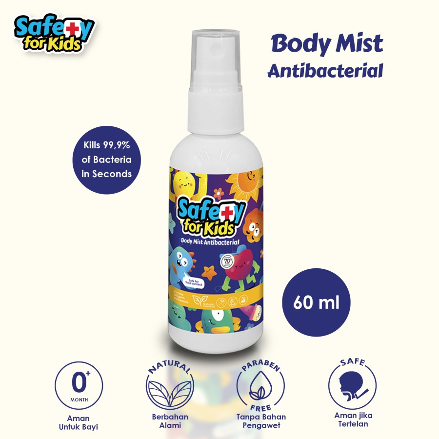 Body Mist Antibacterial 60 ml By SAFETY FOR KIDS SANITIZER