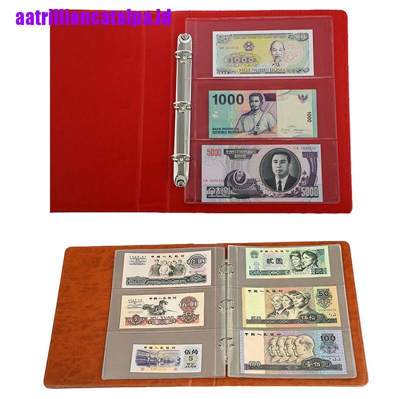 10 Pcs Halaman Album Holder Koleksi Uang Kertas 3 slot