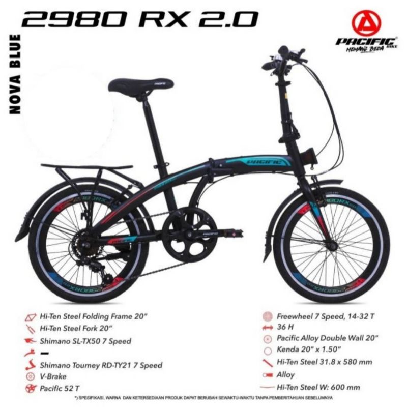 SEPEDA LIPAT 20 INCI PACIFIC 2980 RX 2.0 7 SPEED ANAK COWOK CEWEK DEWASA