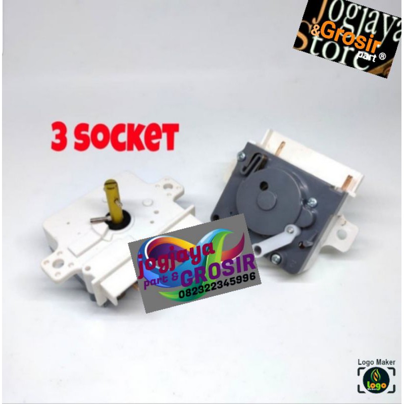 Timer 3 Socket Model SANYO Mesin Cuci - Switch Sharp Scun - Saklar Socket