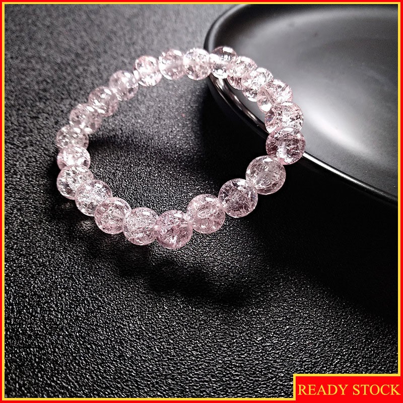 Gelang Tangan Manik-Manik Kristal Pink Untuk Wanita