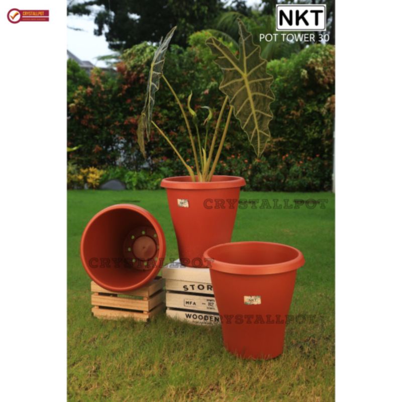 pot bunga tanaman tinggi nkt tower 30cm - NKT TOWER 30 MERAH BATA