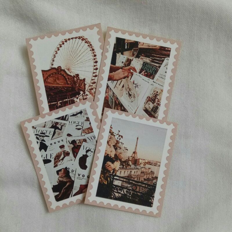 

[BISA CUSTOM] vintage stiker model perangko bisa untuk journaling