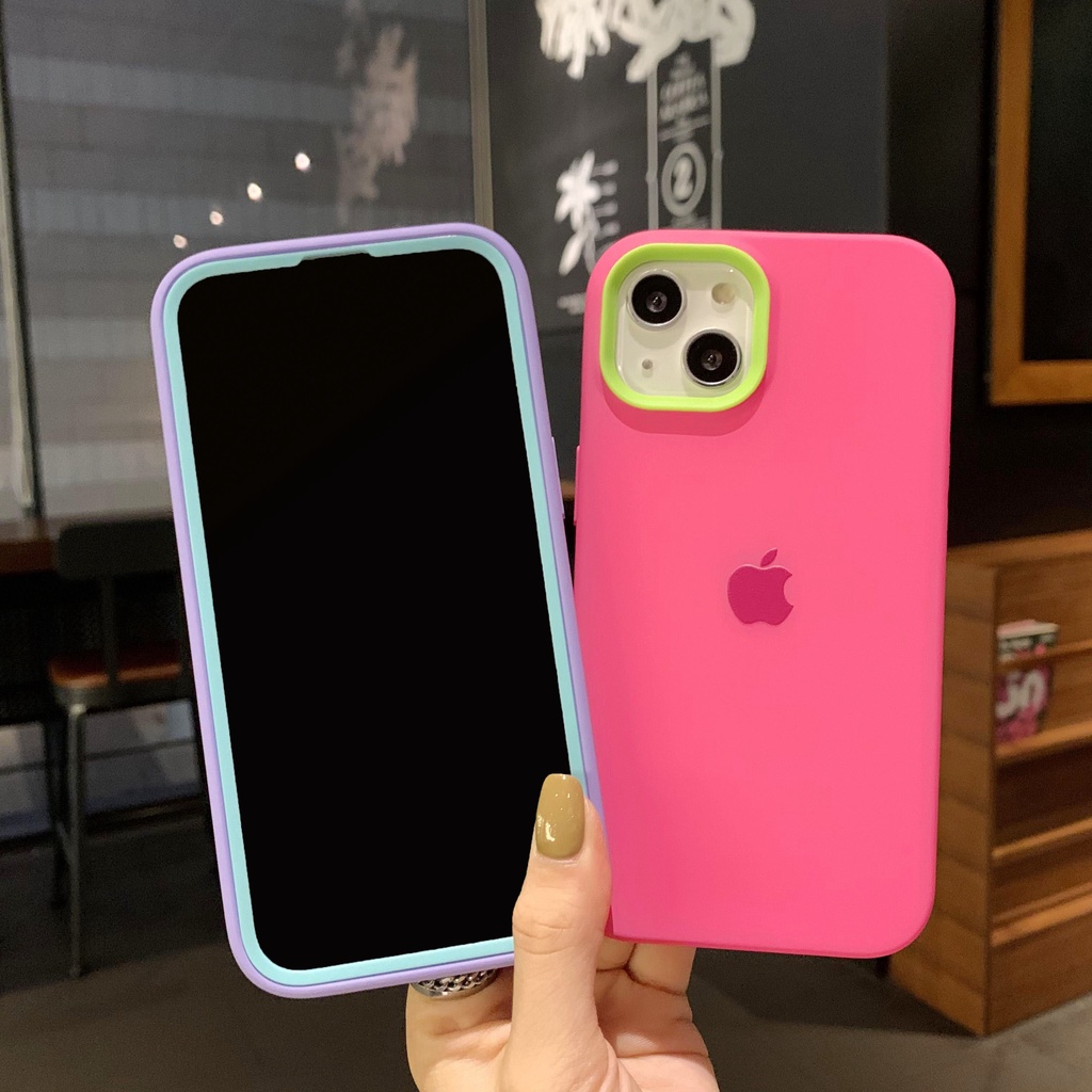 Casing Silikon 3in1 Warna Untuk IPhone 14 pro Max Plus Casing Shockproof