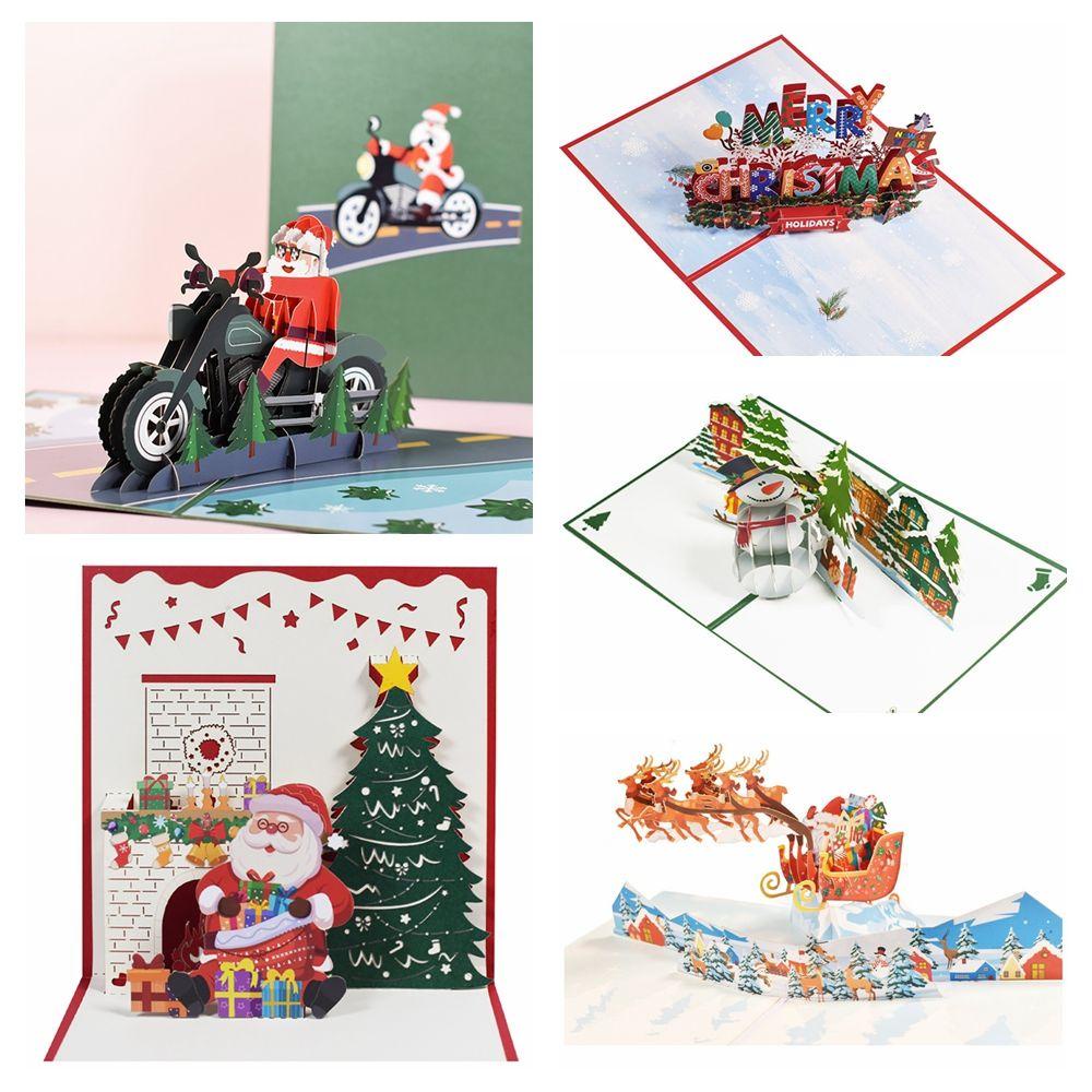 R-flower Kartu Ucapan Natal Perlengkapan Pesta Snowman Reindeer Merry Xmas Dengan Amplop