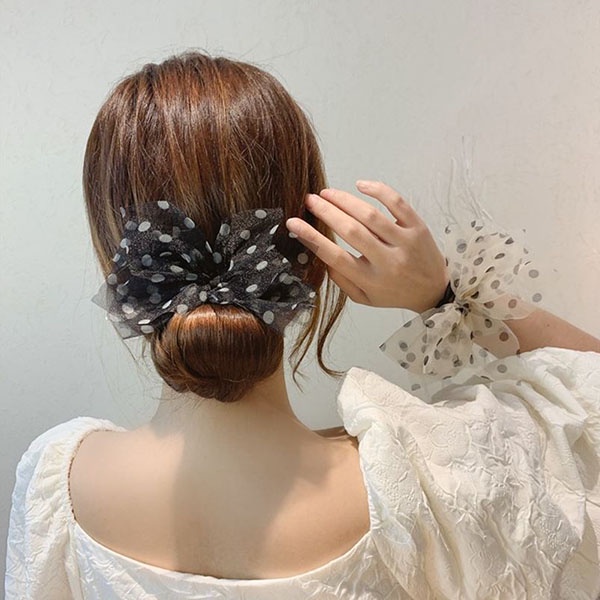 ikat rambut pita bow knot lazy ball head hair stick (3g4) jje065