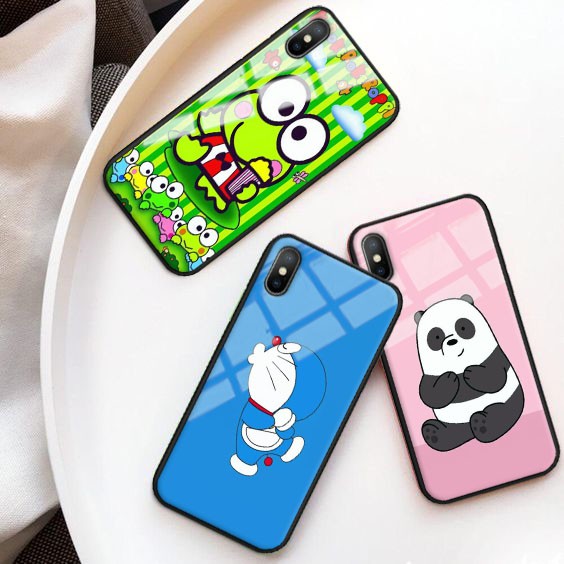 [K26] Soft Case Glass Karakter For Oppo/Vivo/Xiaomi/Samsung/Iphone/Realme