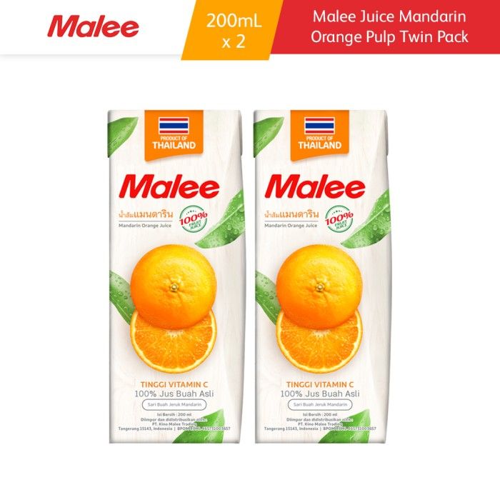 

COD Twinpack Malee Juice Mandarin Orange Pulp 200 ml - Jus Jeruk Sari Buah