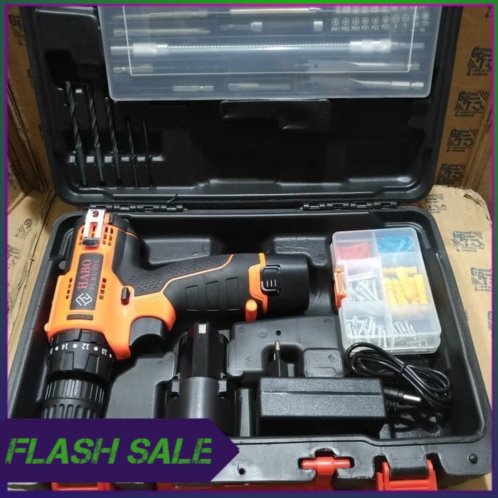 Paket Mesin Bor Baterai Cordless Impact Drill Bor Beton 12V