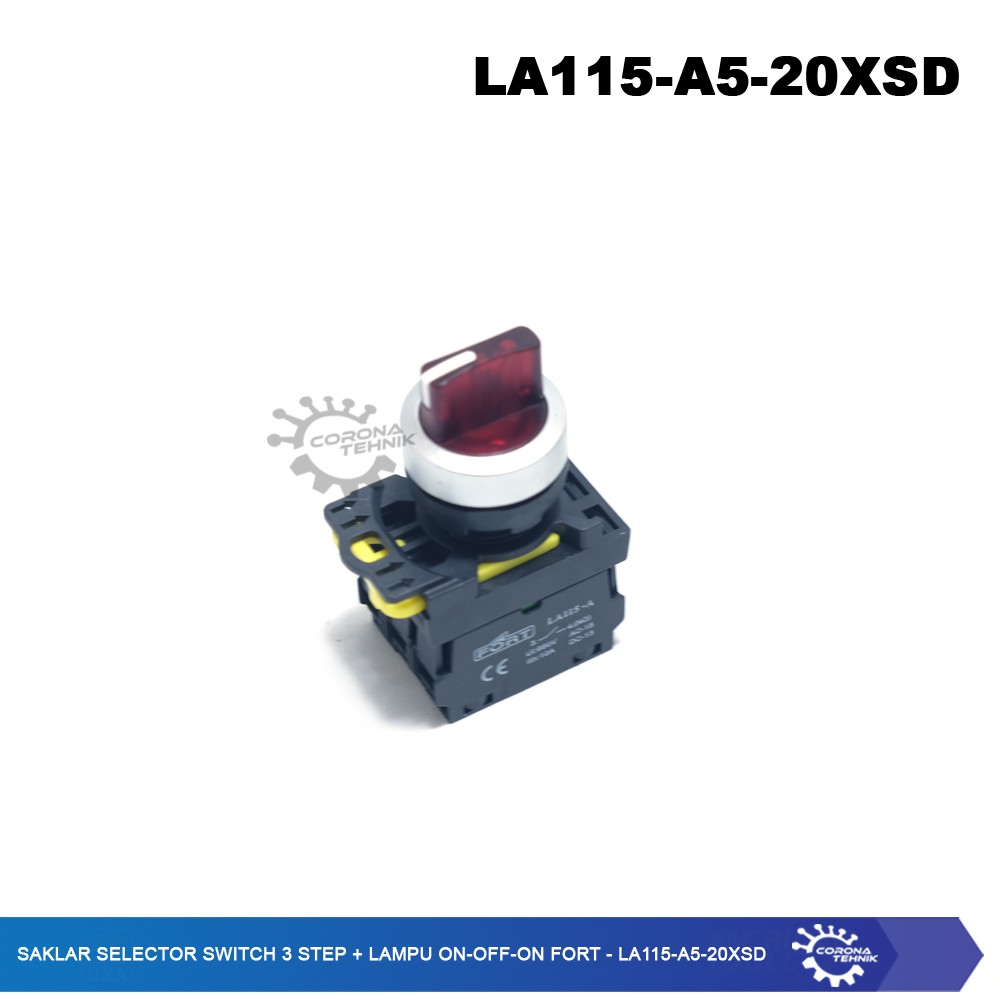 LA115-A5-20XSD - Saklar Selector Switch 3 Step + Lampu On-Off-On FORT