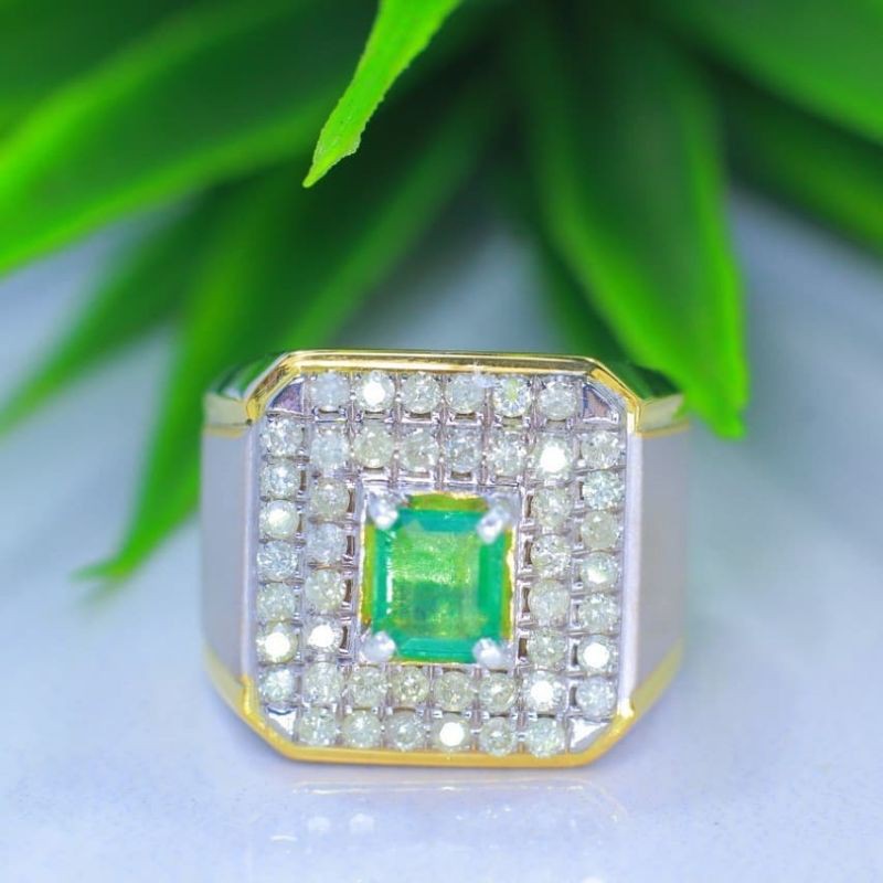 cincin pria batu zamrud berlian super natural alam koleksi pria wanita hijau bacam giok safir yakut