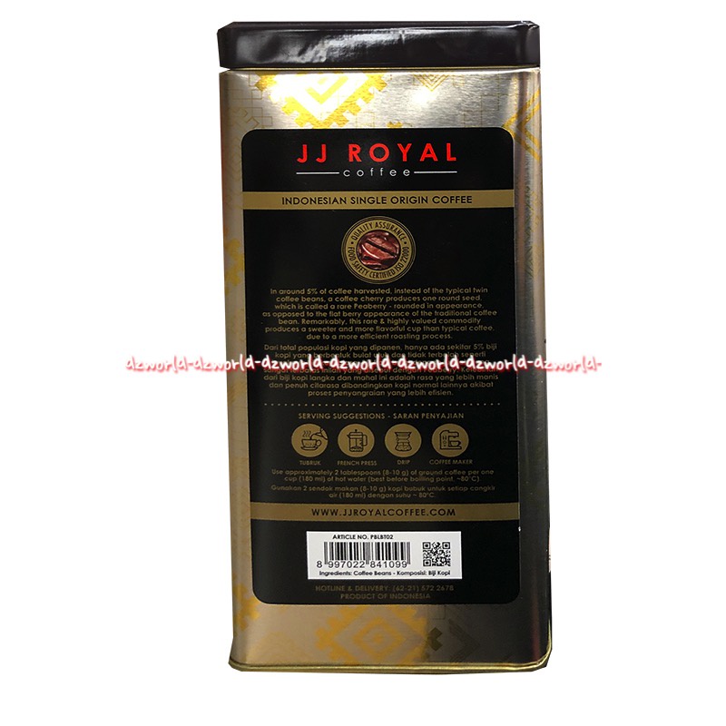 JJ Royal Sumatra Peaberry 200gr Coffee Whole Bag Biji Kopi Biji Kopi JJroyal Sumatera Pea Berry Jeje Pea Beri